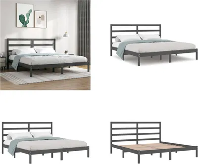 Immagine prodotto di vidaXL Letto in legno massiccio pino grigio 200x200 cm - struttura letto - letto - letto in legno
