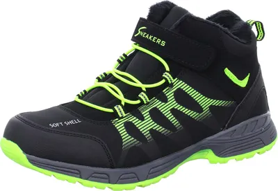Produktbild von Sneakers Jungen-Allwetterstiefel gefüttert Schwarz-Grün-Gelb, Farbe:schwarz, EU Größe:37