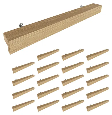 Produktbild von Sossai Holz Möbelgriffe aus Eiche | GAH01 | Lochabstand 160mm, Länge 220mm, 20 Stück