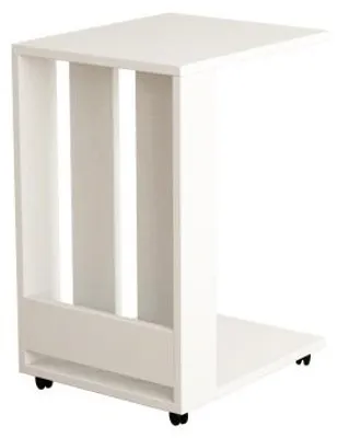 Image de Table d'appoint en panneau mélaminé blanc 37 x 60 x 45 cm