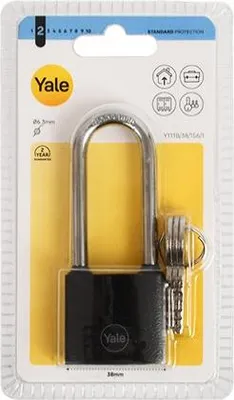 Imagen del producto de Candado Yale Y111S/60/132/1, hierro, plateado, 63 mm, con 3 llaves