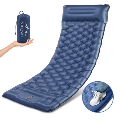 Produktbild von Isomatte Camping, 12CM Dicker Aufblasbare Isomatte Mit Kissen & Fußpumpe,83CM Breiter Outdoor Camping Luftmatratze, Kompakte Ultraleichte Sleeping Mat