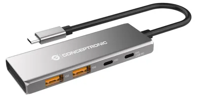 Image de CONCEPTRONIC  4-1 Dock USB-C->2xUSB-C,2xUSB-A,100WPD 25cm gr