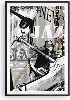 Produktbild von Gerahmtes Poster - Schwarzer Rahmen - Jazz Musik Musiker - 61x91,5 cm - Wand Bild - Wanddeko - Wandbilder - Kunstposter - Wandposter - Bilderrahmen - Bilder - Kunstdruck - Wandbild - P2BPA61x91-3792