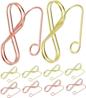 Produktbild von 10-teiliges Set Tischkartenhalter aus Eisen, dekorative Schreibtischclips in Gold und Rosa, vielseitiger Fotohalter für Hochzeitsnotizen und Menükarten