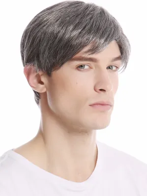 Produktbild von WIG ME UP Herrenperücke kurz Scheitel dunkelgrau grau GFW994-44
