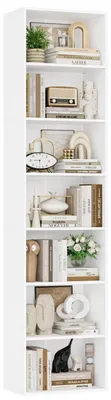 Immagine prodotto di Libreria a 7 scomparti, colore bianco, dimensioni 48x30x220 cm