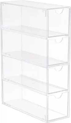 Produktbild von Aufbewahrungsbox mit 4 Schubladen, stapelbar, für Make-up und Büroartikel