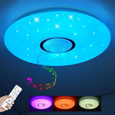 Produktbild von JDONG Led Deckenleuchte mit Fernbedienung und App dimmbar 24W Bluetooth Deckenleuchte mit Lautsprecher Sternenhimmel,Farbwechsel RGB Warmweiß/Kaltweiß