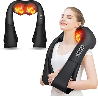Produktbild von 3 Geschwindigkeiten Nackenmassagegerät mit 16 Knote,Tiefengewebe Shiatsu-Massagegerät,3D Kneten Schulter und Rücken Massagekissen zur Schmerzlinderung