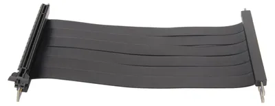 Obrázek produktu pro Prodlužovací kabel PCIe 3.0 x16, 180°, vysokorychlostní, ohebný, s dvojitým reverzním konektorem, pro grafické karty, černý, 20 cm / 7,9 palce