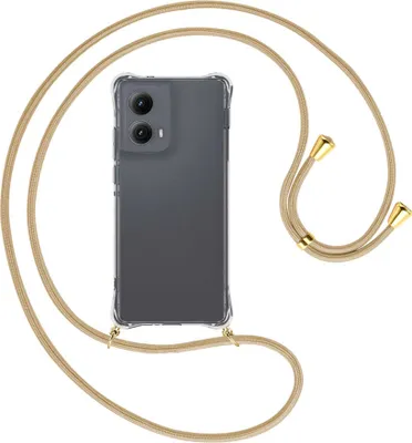 Produktbild von Handykette Backcover-Schutzhülle mit Band (Metall goldfarben) für Motorola Moto Edge 5G (2024) - caramel