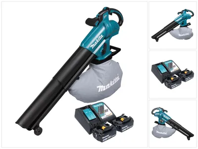 Immagine prodotto di Makita DUB 187 RF2 Soffiatore e aspiratore di foglie senza spazzole da 18 V a batteria + 2x batteria da 3,0 Ah + caricabatterie
