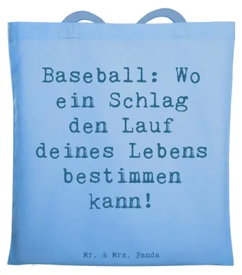 Produktbild von Mr. & Mrs. Panda Shopping Tasche Spruch Baseball Schlag - Sky Blue - Geschenk, Sportler, Volleyball, Stoffbeutel, Laptoptasche, Lauf, Spiel, Sportart, Jutebeutel, Sport