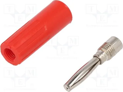 Immagine prodotto di 1 connettore a banana, 50 VDC, 10 A, 4 mm, isolato (no), rosso, sezione del cavo 3,5 mm², modello 557-0500