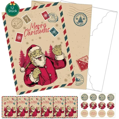 Weihnachtskarten-Set 36 Stück mit Umschlägen, rechteckig, Papier