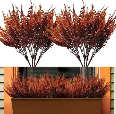 Image de Plantes artificielles vertes en plastique, lot de 8, pour l'extérieur