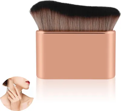 Produktbild von Bräunungspinsel, 6,8 x 6,8 cm Flacher Bräunungspinsel Großer Körper-Make-up-Pinsel Selbstbräunungspinsel Multifunktionaler Körperpinsel Puderpinsel Rougepinsel mit Weichen Borsten (Roségold)