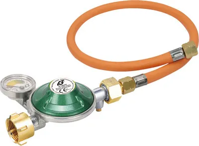Produktbild von TENNEKER Gasdruckminderer Gasdruckschlauch Gasschlauch 60 cm inkl. integrierter Schlauchbruchsicherung, drehbarer Füllst