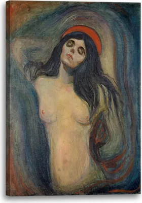 Produktbild von Leinwandbild (80x120cm): Edward Munch - Madonna (1894), echter Holz-Keilrahmen inkl. Aufhänger, handgefertigt in Deutschland
