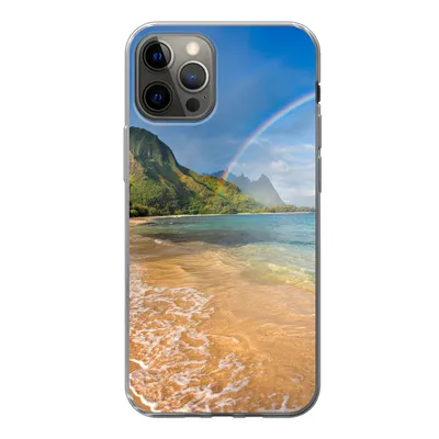 Produktbild von MuchoWow® Handyhülle Schutzhülle Hülle für iPhone 13 Pro Ein schöner Regenbogen am Tunnels Beach in Hawaii Silikon Softcase Handy Hülle - Handy-Tasche