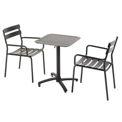 Immagine prodotto di Tavolo reclinabile 60 x 60 cm e 2 sedie nere - Oviala Almada