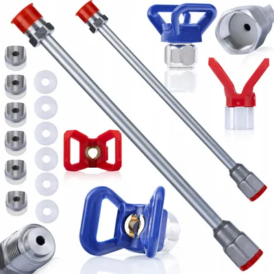 Productafbeelding van Aansluitstukken voor spuitpistool, 50 cm + 30 cm, plus afdichtingsset, spuitmondafdekking, en spuitmondafdekking-busjes/afdichtingen