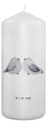 Produktbild von Mr. & Mrs. Panda Kerze Turteltauben Liebe 19 x 8 cm - Weiß - Geschenk, Paar, Erinnerungskerze, Blockkerze, Wachskerze, Hochzeitstag, Hocheitstag, Freundin, Hochzeit