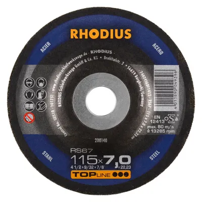 Produktbild von Rhodius Schleifscheibe RS 67 115x7,0x22,23mm Stahl Topline - 200140