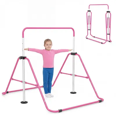 Produktbild von Verstellbarer Kinder-Turnbarren, klappbar, 90-130 cm, Rosa