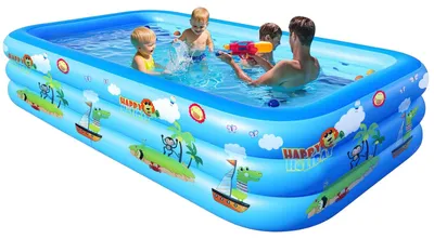 Aufblasbares Kinderplanschbecken 205x125x50 cm, 3 Ringe