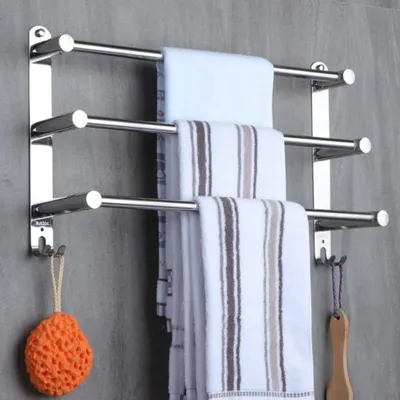 Produktbild von Handtuchhalter & -haken, Handtuchstange 3 Stangen, Badetuchhalter, SUS 304 Doppelhandtuchhalter, Badezimmer Handtuchständer, Edelstahl