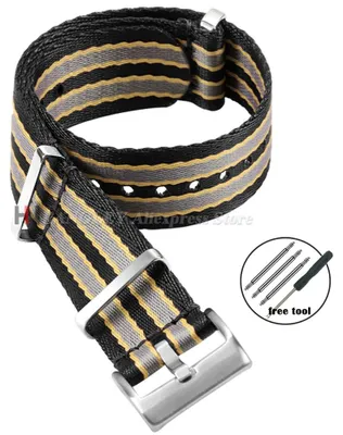Produktbild von Uhrenarmband, Nylonmaterial, Universelle Kompatibilität, SchwarzBraunVoll-20mm