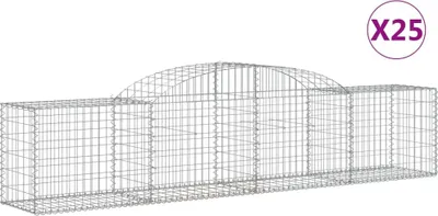 Obrázok produktu pre vidaXL Gabióny s vysokým oblúkom 25 ks 300x50x60/80 cm Pozinkované železo