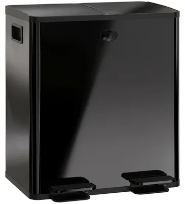 Immagine prodotto di Cestino doppio da 2 x 20 L, apertura a pedale, facile da pulire, acciaio inossidabile, plastica, nero