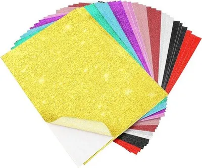 Immagine prodotto di 30 fogli di carta glitterata A4 autoadesiva colorata