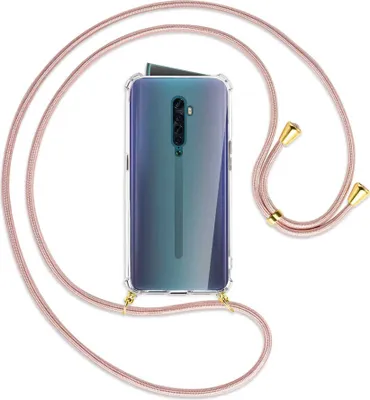 Produktbild von Handykette Backcover-Schutzhülle mit Band (Metall goldfarben) für Oppo Reno2 - roségold