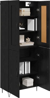 Image de vidaXL Highboard noir imitation chêne 69,5 x 34 x 180 cm Bois composite