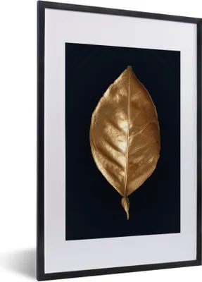 Produktbild von MuchoWow® MuchoWow® Gerahmtes Poster Luxus - Blatt - Gold 40x60 cm - Poster mit zchwarzem Bilderrahmen - Poster in Rahmen
