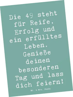 Produktbild von Mr. & Mrs. Panda Postkarte Spruch 49. Geburtstag - Meeresbrise - Geschenk, Grußkarte, Geburtstagsgeschenk, Fotokarte, handgefertigte Geschenke, Ansichtskarten, Postkarten