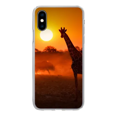 Produktbild von MuchoWow® Handyhülle Schutzhülle Hülle für iPhone X Giraffe - Sonne - Savanne Silikon Softcase Handy Hülle - Handyhülle