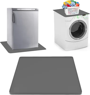 Zdjęcie produktu dla Mata pod pralkę - mata pod lodówkę - mata pod urządzenia - ochrona przed uszkodzeniami - podwyższone krawędzie - 60 x 60 cm - szara