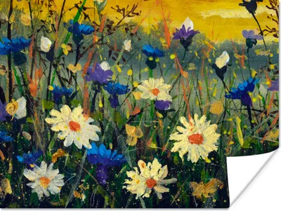 Produktbild von MuchoWow® Poster Malerei - Ölfarbe - Natur - Blumen 120x90 cm - Wandbild