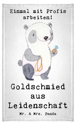 Produktbild von Mr. & Mrs. Panda Handtuch Goldschmied Leidenschaft - Weiß - Geschenk, Witzig, Klein, Schmied, Frotteetuch, Gästetuch, gäste wc, Juwelier, Frotteehandtuch