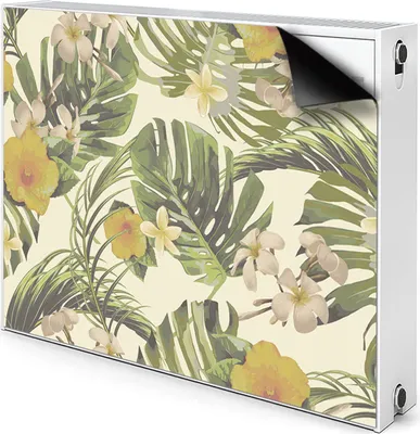 Produktbild von Magnet Heizkörper Heizkörper-Abdeckung Heizkörperabdeckung 110x60 cm  - Tropische Blätter und Blumen
