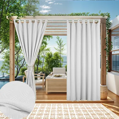 Produktbild von 1 Stück Wasserdichte Indoor Outdoor Vorhänge Schlaufengardine Verdunkelungsvorhänge für Terrasse Balkon Pergola Gartenlaube Veranda,132x238cm,Weiß