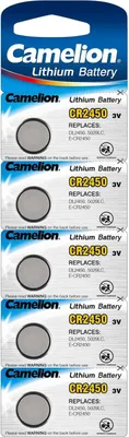 Produktbild von Camelion Lithium Batterie CR2450 3V für Uhren, Teelichter, Kamera, Taschenrechner 5er Blister