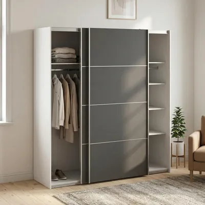 Image de Cassano - Armoire 2 Portes, 182x202h cm Blanc, 5 Étagères