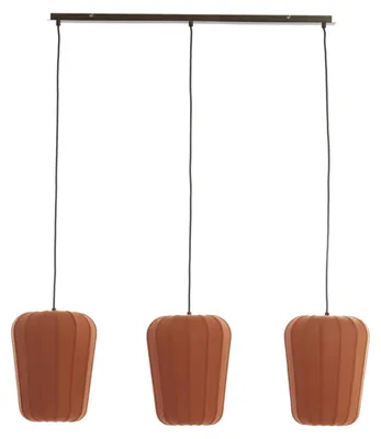 Zdjęcie produktu dla Light & Living - lampa wisząca - BIBURY - brązowy - drewno tkanina - duża lampa nad stół jadalny - E27 - 2993994