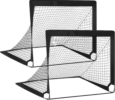 Immagine prodotto di IvoQ Set di 2 Porte da Calcio – Compatte, Resistenti e Perfette per Esterni – Facili da Montare – Include Picchetti da Terra